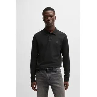 Poloshirt BOSS ORANGE "Passerby", Herren, Gr. S, schwarz (001_schwarz), Jersey, Obermaterial: 95% Baumwolle, 5% Elasthan, bestickt, unifarben, körpernah hüftbedeckend, hoch geschlossener Ausschnitt, eingesetzt elastischer Bund, Shirts Poloshirt, mit BOSS-Logobadge
