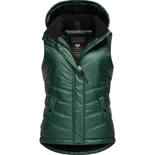 Ragwear Damen, ärmellose Shiny Outdoor-Weste mit abnehmbarer Kapuze Hesty Bling YOUMODO Green Gr.