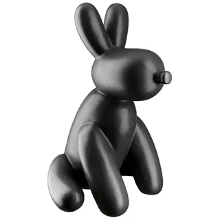 GILDE Deko Figur Ballon Hund Skulptur - Moderne Sculpture Dekoration Hündchen sitzend Statue matt Schwarz - Höhe 25 cm