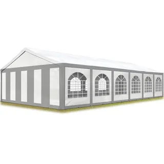 TOOLPORT Partyzelt 6 x 12 m inkl. 4 Seitenteile Grau/Weiß