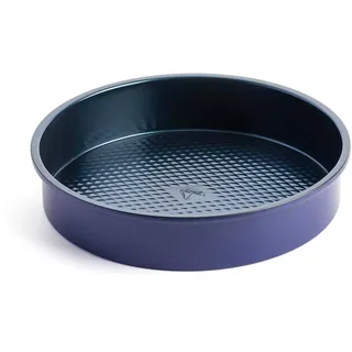 Blue Diamond Bakeware Diamantstruktur Keramik Antihaft, 24 cm runde Kuchenbackform, spülmaschinenfest und gefrierschrankgeeignet, PFAS-frei, Blau
