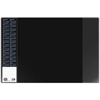 Veloflex 4680280 - Schreibtischunterlage Velocolor, schwarz, 40 x 60 cm, mit Kalender und seitlichen Taschen, rutschfest, abwaschbar, Schreibtischauflage, Malunterlage, Bastelunterlage, 1 Stück
