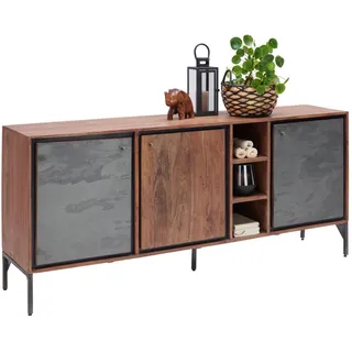 Livetastic Sideboard , Braun , Metall , Akazie , Hartholz , 3 Fächer , 180x77x40 cm , Holzmöbel, Kommoden Holz, Sideboards Holz