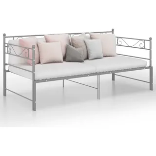 The Living Store Tagesbett Ausziehbar Grau Metall 90x200 cm - Grau