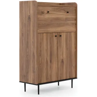 Kommode mit Bar Nero KB90, Stilvoll Highboard, Wohnzimmerschrank, Braunfarbene Sideboard (Farbe: Brandy Castello) - Braun