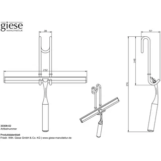 Giese Haken mit Wischer für Glasduschwand