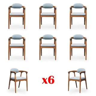 Möbel Gruppe Esszimmer Garnitur 6x Stuhl Set Stühle Lehn Essgarnitur Essgruppe - Braun
