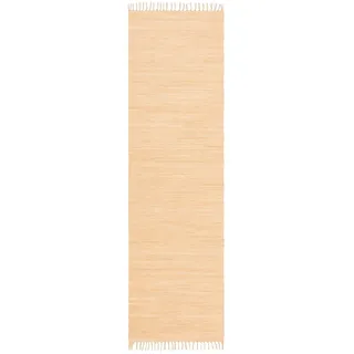 OTTO home Wollteppich »Ares« rechteckig 5 mm Höhe Uni Farben, handgewebt, mit Fransen, reine Baumwolle, waschbar, Läufer, beige