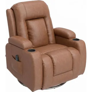 HOMCOM Massagesessel Kunstleder 94L x 85B x 104H cm Hellbraun