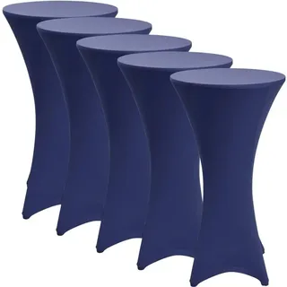 Beautissu Stella Stehtischhusse Ø 70cm Blau 5tlg