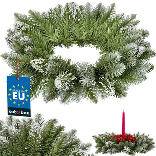 KOTARBAU® Adventskranz  40 cm Weihnachtskranz Haustür Grün Tannenkranz mit Schnee Kunststoff Weihnachtstürkranz Türkranz Weihnachten Außen Adventsgesteck Christmas Decorations