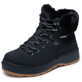 SKECHERS Damen Park City Stiefelette, Schwarzes Duraleather-Kunstfell, 37 EU