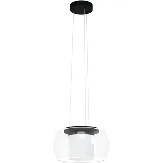 EGLO LED Hängelampe Briaglia-c, dimmbare Pendelleuchte Esstisch, Smart Home Esszimmerlampe hängend, Glas Kugel mit satiniertem Zylinder, Metall in schwarz, warmweiß-kaltweiß, RGB