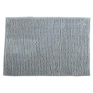 MSV – Chenille-Mikrofaser-Badematte – Langflorig, rutschfest – Maschinenwaschbar – Praktische Aufhängeschlaufe – Optimaler Komfort und Hygiene – Hellgrau – Einzelmatte – 60 x 90 cm