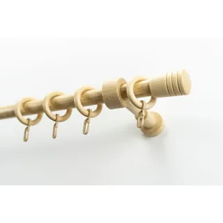 GARESA Gardinenstange »Sandri Vollrund, Endknopf Verus« 1 läufig-läufig Wunschmaßlänge Vorhanggarnitur aus Holz, verlängerbar, mit Ringe, beige