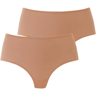 LASCANA High-Waist-String 2er-Pack, aus weicher und hoch elastischer Microfaser, braun