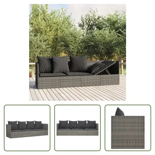 The Living Store Outdoor-Loungebett mit Kissen Grau Poly Rattan - Grau