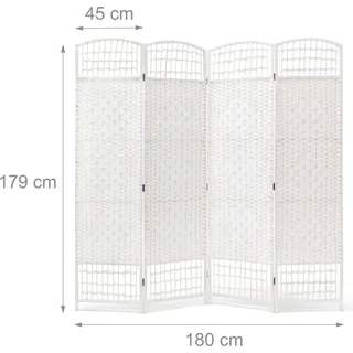 4-teiliger Raumteiler aus Holz, Weiß - Sichtschutzwand