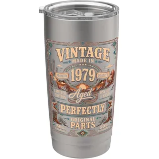 Vintage Made In 1979 Western Birthday Born in 1979 Birthday Doppelwandiger Edelstahl-Thermobecher