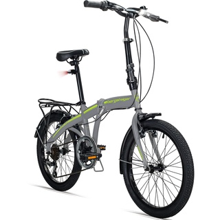 Bergsteiger Windsor 20 Zoll Faltrad, Klapprad, Shimano 6 Gang-Schaltung, LED Batterie-Licht, Quick-Fold-System, Klappfahrrad