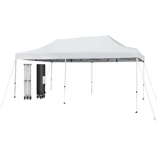 Costway Faltpavillon 3,04 x 6 m inkl. Seitenteile Weiß/Silber