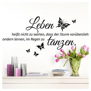 Wandaro Wandtattoo Sprüche Leben tanzen I schwarz (BxH) 70 x 32 cm I Wandaufkleber Wandsprüche für Wohnzimmer Schlafzimmer Flur Diele Wandsticker Sticker W3305