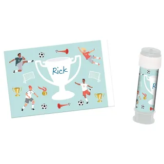Folat 27580 Fußball Blau Grün Bubble Soap Sticker - Fantastic Football - 6 Pieces - Fussball Geburtstagsdeko für Kinder Junge und Mädchen Party Dekoration
