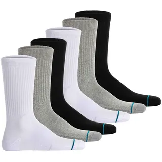 Sneakersocken STANCE "Socken Icon Socken 6er Pack", Damen, Gr. 38-42, bunt (schwarz, grau, weiß), Obermaterial: 76% Baumwolle CO. 19% Polyester PES. 3% Nylon NY. 2% Elasthan EL., Socken Sneakersocken
