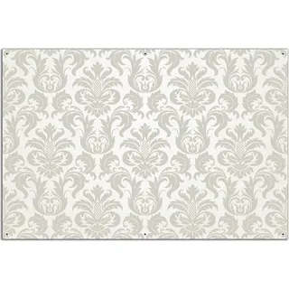 Wallario Outdoor-Poster für Garten oder Balkon, Motiv Königliche Schnörkelei in weiß und beige, in ca. 61 x 91,50 cm - Gelb