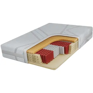 MKS Taschenmatratze Rinali - 200/200 - H3 - Lux , Textil , H3 , Füllung: Latex , Rechteckig , 200x200 cm , Oeko-Tex® , atmungsaktiv, Bezug abnehmbar/waschbar, wendbar, schadstoffgeprüft , Schlafzimmer, Matratzen, Taschenfederkernmatratzen