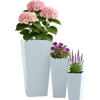 CLP Pflanzkübel 3er Set Grau , Kunststoff , 62 cm , Dekoration, Blumen & Blumentöpfe, Übertöpfe