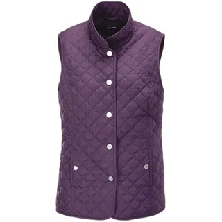 Kurzweste GOLDNER "Kurzgröße Sportive Steppweste", Damen, Gr. 19, lila (dunkle pflaume), Obermaterial: 100% Polyester PES., Westen Kurzweste, Druckknöpfe mit hochwertiger GOLDNER-Gravur