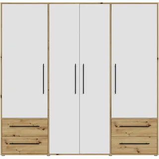 Forte Drehtürenschrank Mokkaris 205,9 x 200,1 x 58,8 cm Weiß/Artisan Eiche