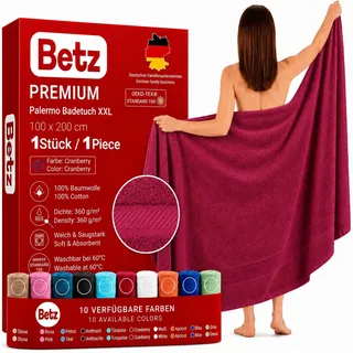 Betz Badetuch XXL 100x200 cm 100% Baumwolle – Weiches Frottee Saunatuch & Strandtuch – Pflegeleicht & saugstark – Palermo Serie – Farbe Cranberry