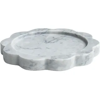 HILLSPRING Kerzenteller, Marmor Tablett für Kerzen bis 12 cm Durchmesser | Blumenform Marmor Tablett für Stumpenkerzen, Kerzengläser, Parfümflaschen & Schmuck, stilvolle Wohn-Deko