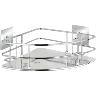 Wenko Turbo-Loc® Edelstahl Eckablage Quadro - Befestigen ohne Bohren, Edelstahl rostfrei, 27.5 x 10 x 19.3 cm, Chrom