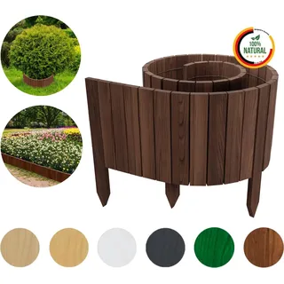 Floranica Rollborder II Flexibler Holzzaun 200 x 30 cm Braun Kiefernholz Beetumrandung imprägniert Gartenzaun Beeteinfassung Rollboarder - Braun