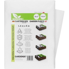 GARDENIX® 8 m2 Frühling Gartenvlies mit Wasserdurchlässigkeit, zur Abdeckung von Gemüsebeeten, UV-Stabilisierung (1,6m x 5m)