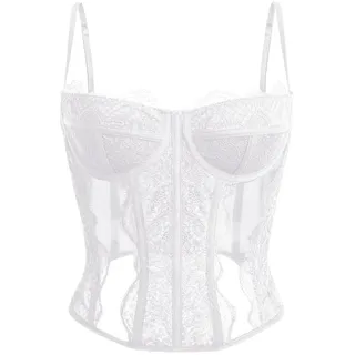 Dealmore Damen Bustier Korsett, Weiss/opulenter Garten, Small