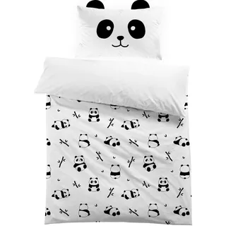 MUSOLEI Bettbezug für Kinder, Bettbezug für Kinder, Panda für 90 cm Einzelbett Jugendliche, 135 x 200 cm, Polyester, 3D-Druck, 1 Bettwäsche-Set, 1 Kissenbezug 50 x 75 cm