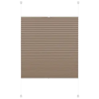 Deco Company Plissee zum Klemmen, Blickdichtes Faltrollo, Alle Montage-Teile inklusive, EASYFIX Plissee verspannt mit Zwei Bedienschienen, Taupe, 45 x 130 cm (BxH)