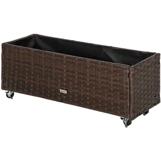 Outsunny Hochbeet, Poly Rattan, Kaffee-Braun , Metall , 31x36x94.5 cm , Gartenzubehör, Hochbeete
