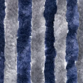 Moritz Flauschvorhang aus Chenille 56 x 185 cm blau grau Türvorhang als Fliegenschutz Insektenschutz für Camping Wohnwagen - Blau, Grau