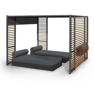 Blumfeldt Pergola, Pavillons Wasserdicht, Stabil & Winterfest, Windichte Aluminium Pergola Freistehend, Terrassenüberdachung Gazebo, Metall-Pavillon mit 1,5W Solar-LEDs, UV50+, Pergola 3x3 m - Grau