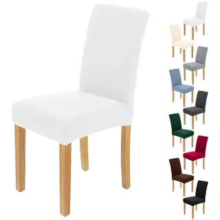 AngLink Stuhlhussen 6er Set, Stuhlhusse Stretch Weiß, Elastischer Stuhlbezug, Abnehmbare Waschbar Stuhlbezug Langlebig Universal, für Esszimmer, Hotel, Bankett, Hochzeit, Partys Deko