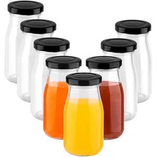 Yzpklhw Glas-Schnapsflaschen mit Deckel, leere Mini-Flaschen für Ingwer-Shots, 150 ml, wiederverwendbar, klein, klares Glas für Saft, klares Glas, Saft, Trinken für hausgemachte Getränke, Picknicks