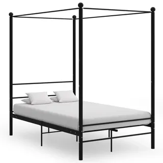 vidaXL Himmelbett Schwarz Metall 140/200 Cm , Holz , 140x200 cm , Schlafzimmer, Betten