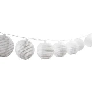 Dehner Solar Lichterkette Lampion, Länge 240 cm, Nylon/Kunststoff, weiß