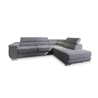 masseno Ecksofa Apiro R-S mit Schlaffunktion L-Form, Sofa mit Bettkasten, Wohnzimmersofa, Couch, Soffa, Bettsofa, Couchgarnitur- Grau, POSO 60 - Grau