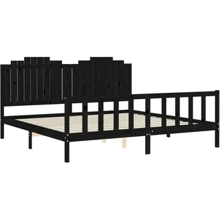 vidaXL Massivholzbett mit Kopfteil Schwarz 200x200 cm - Schwarz